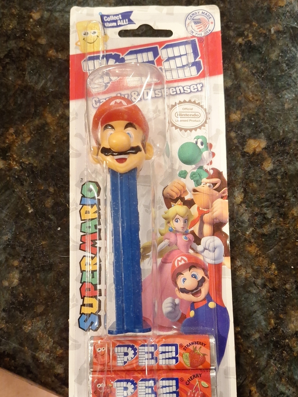 New In Package Super Mario PEZ Candy Dispenser – Red & Blue Mario Head 2017
